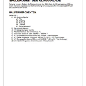 Bedienungsanleitung Spülkit der Klimaanlage