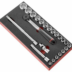 Modul mit 1/2” Steckschlüsseln 6-Kant – 23-tlg. in Schaumstoffeinlage