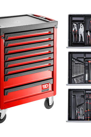 ROLL Werkstattwagen mit 8 Schubladen und 9 Modulen / 107 Werkzeugen